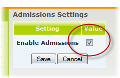 enable admissions