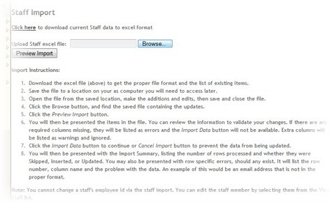 screen cap for import staff page